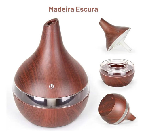 Difusor Airplus Aromas Umidificador De Ar Ultrassônico 300ml Madeira Escura