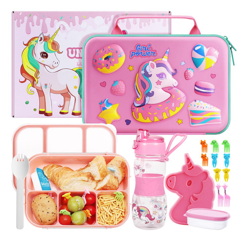 Qearfun Lonchera Con Aislamiento De Unicornio Para Niñas, J