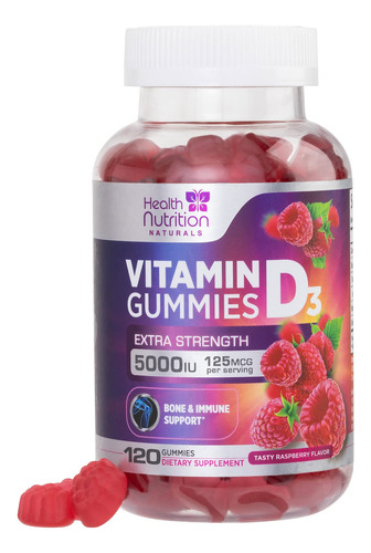 Gomitas De Vitamina D3 De 5000 Ui (125 Mcg), Suplemento Diet