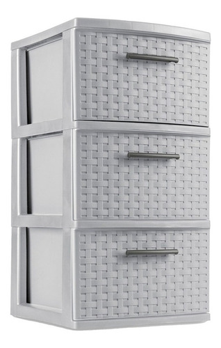 Cajonera Plastico Gris Torre 3 Niveles Almacenadora Zapatera