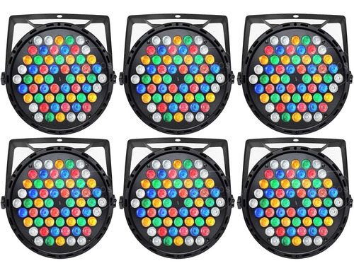 6x Refletor Canhão Led Par 64 Rgbwa 60 Leds 3w Dmx Strobo Dj 110V/220V