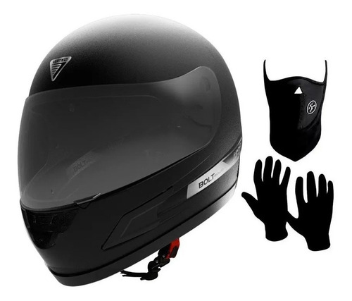 Casco Integral Vertigo Hk7 Solid Cuello + Guantes Fas Motos