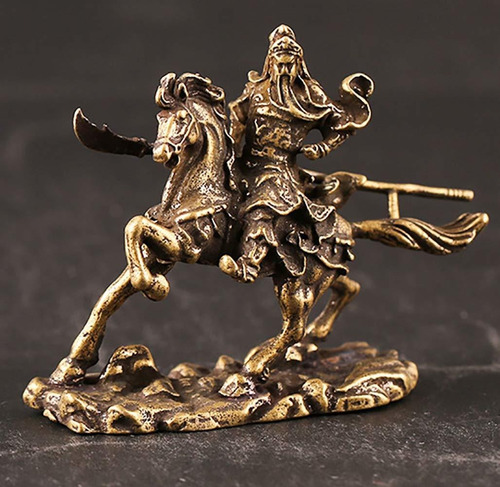 Estatua China Bronce Fengshui Guan Gong Yu Para Caballo