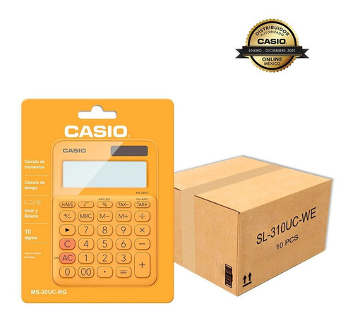 Paquete Con 10 Calculadoras Casio My Style Ms-20uc Colores