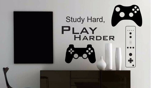 Vinilo Decorativo Gamer Study Hard Play Harder 