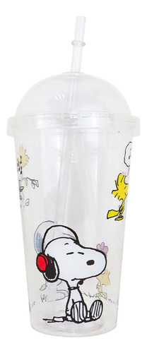 Vaso Con Popote Peanuts- Snoopy Y Woodstock 320 Ml