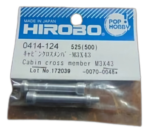 Hirobo 0414-124 Cabin Cross Member M3x43 Repuesto