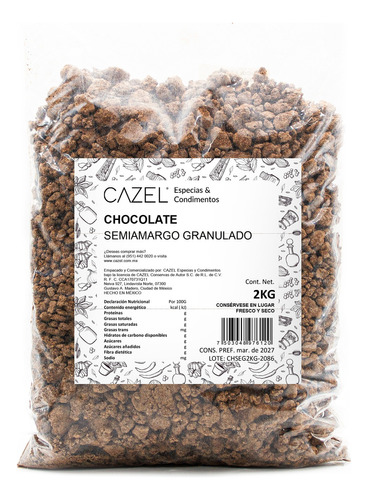 Chocolate Semiamargo Oaxaqueño Granulado 2 Kg