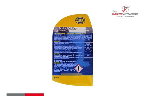 Aceite Motor Sintetico 5w50 Api Sn Hella Botella 1l
