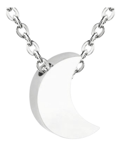 Imagen 3 de 4 de Collar Mujer Luna Mini Minimalista Acero Inoxidable Plata