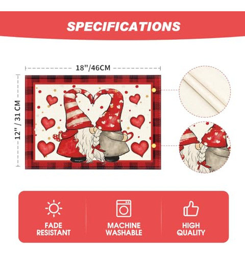 Set De 4 Manteles Individuales Para El Día De San Valentín C