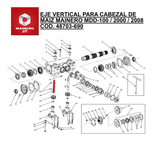 Imagen 2 de 2 de - Eje Vertical P/cabezal Maiz Mainero Mdd-100 Cod.48703-690
