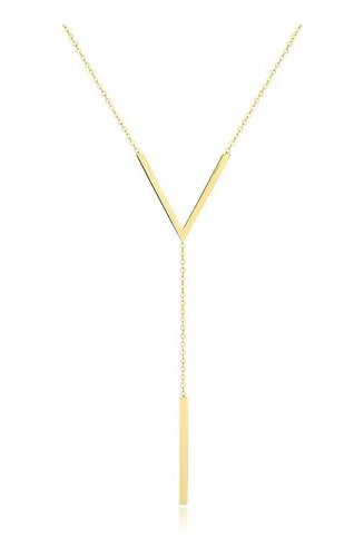 Colar Feminino Luxo Longo Semijóia Clavícula Banhado A Ouro Cor Dourado