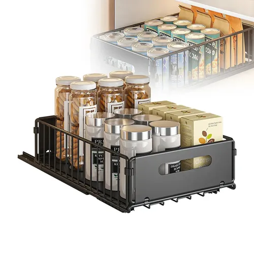 Organizador Para Gaveta Deslizante De Cozinha Sem Perfuração Para Temperos E Condimentos Mantimentos Pratos E Louças Itens De Higiene Organizador De Talheres Gavetas Preto
