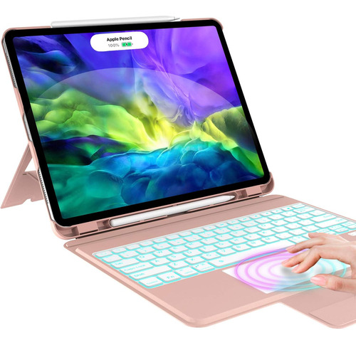 Teclado Rosa Touchpad + Soporte Para iPad Pro 12.9