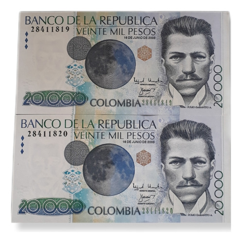  Colombia Duo Numeros Consecutivos 20000 Pesos 2003  Unc.