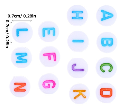 100 Abalorios Acrílicos Coloridos Con Letras Redondas