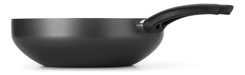 Frigideira Wok Com Tampa De Vidro 28cm Antiaderente Panela Cor Cinza