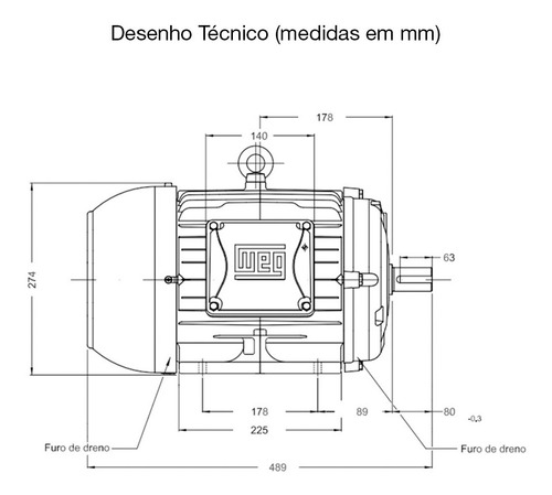 Motor Elétrico Trif Weg Ie3 15cv 220/380/440v Alta Rotação