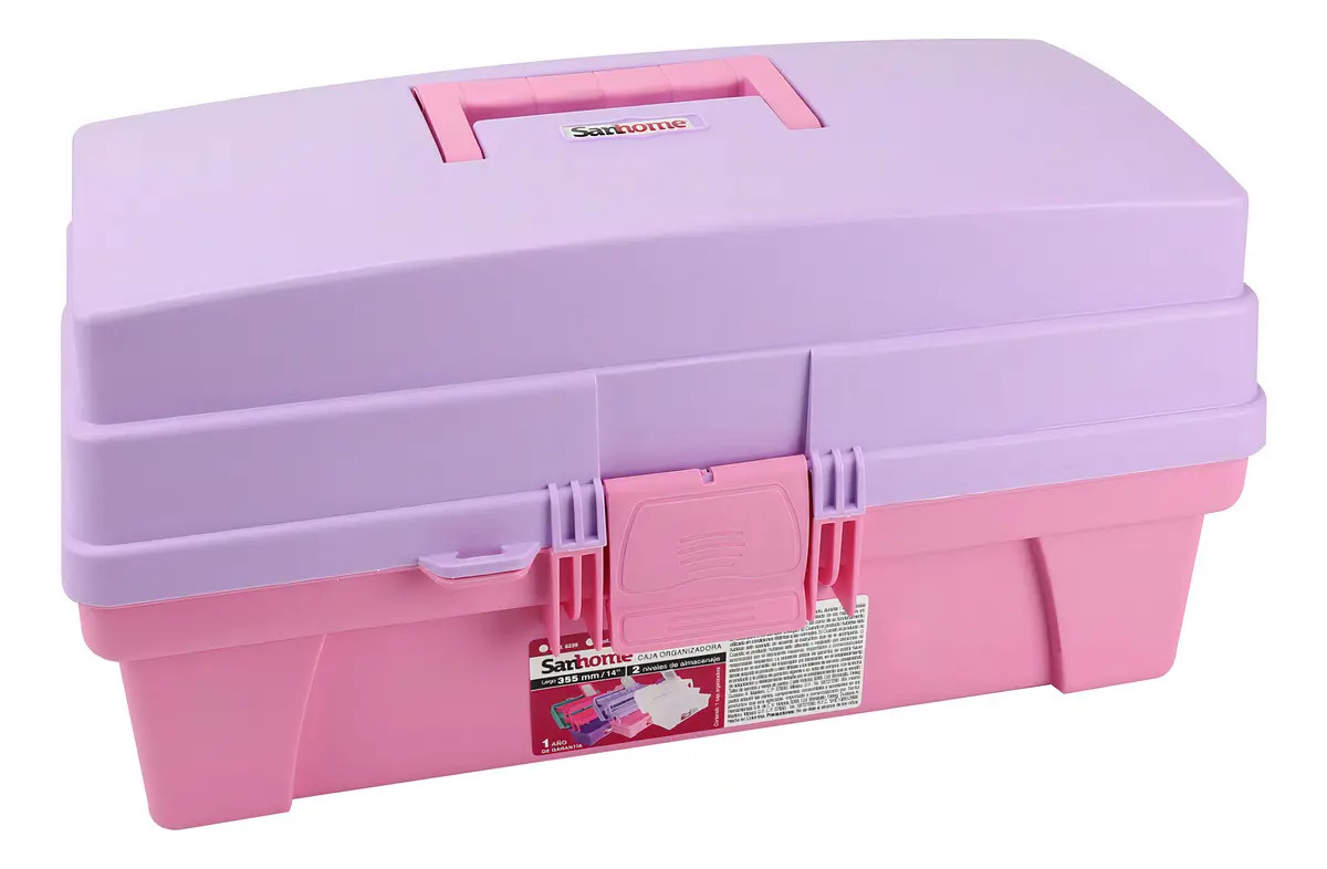 Caja De Herramientas Santul Plástica 14 2 Bandejas Vanity Rosa