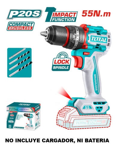 Taladro Percutor Atornillador Total Tidli205581 20v Sin Bat.