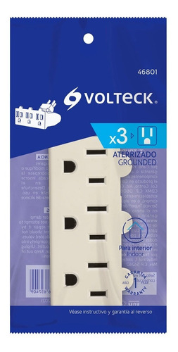 Multicontacto Triple, Tipo Bisagra, 46801 Volteck Paq 6 Pzas