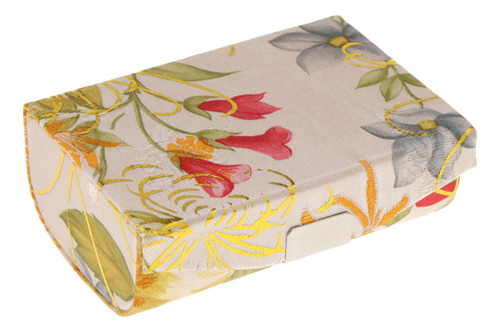 Caja De Lápiz Labial Floral Brocado Con Estuche Con Espejo