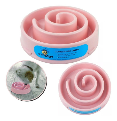 Comedouro Lento Nyp Educativo Interativo Adestramento Cães Cor Espiral Rosa