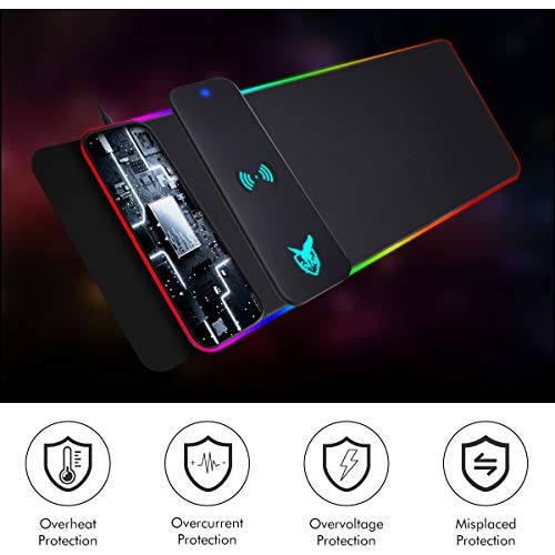 Mouse Pad Rgb Led Con Carga Inalambrica De 10w Negro
