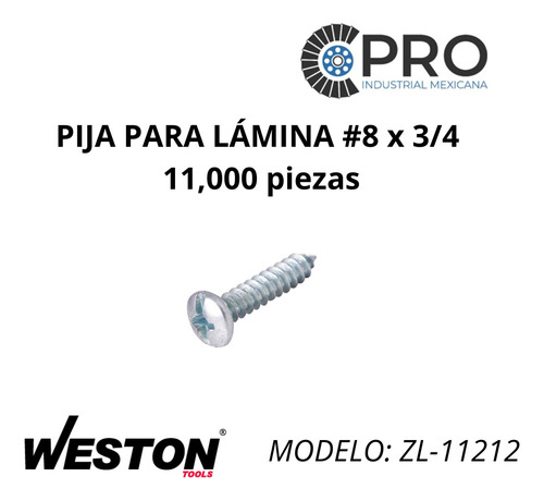 11000 Pijas Para Lamina Combinada 8 X 3/4