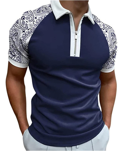 Polo De Golf De Manga Corta Con Cremallera Para Hombre