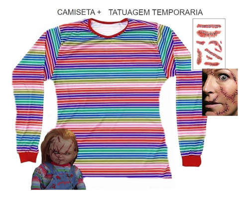Fantasia Camisa Chucky Boneco Assassino Halloween