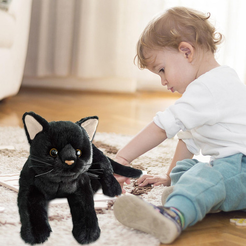 . Figura De Gato Negro Abrazable, Muñeco De Anime De