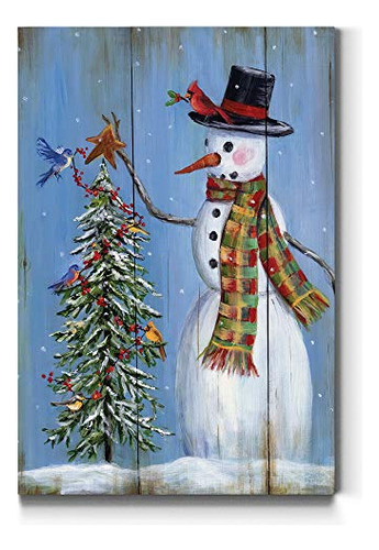 Renditions Galería Snowman And Tree Wall Art, Lindo M2c6m