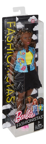 Boneca Fashion Barbie Curvy Afro-americana Com Jeans Emoji V