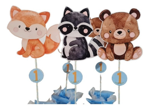 Centros De Mesa Animalitos Del Bosque Primer Añito Bautismo