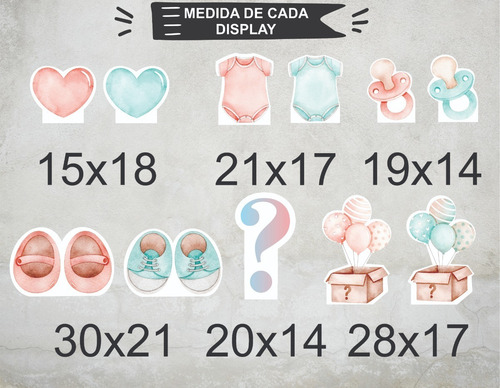 Imagem 2 de 5 de Kit Painel Poli Banner + Displays Festa Chá Revelação