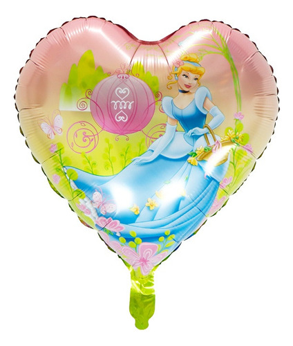 12 Globos Metalicos  Princesas, Cenicienta 45cm