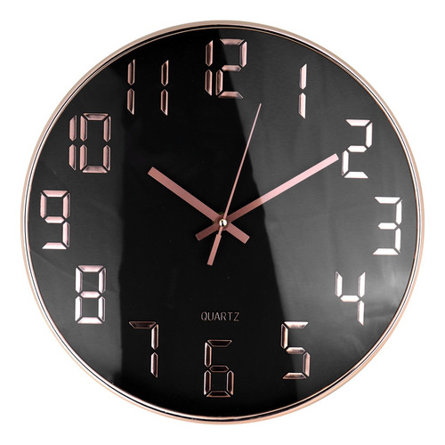 Reloj De Pared Moderno Estructura Rosa Fondo Negro