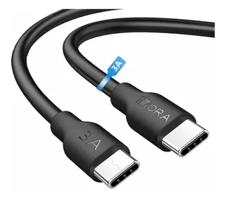 Cable Tipo C A Tipo C Usb Carga Rápida Turbo 3.0a Dato 1hora Color Negro