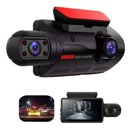 Videocámara Para Coche, Cámara Dual Full Hd Negra