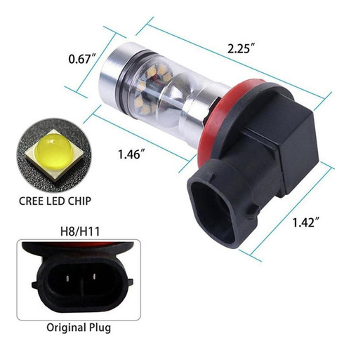 Foco Neblinero H11 De 20 Led Y 100w, 1 Par
