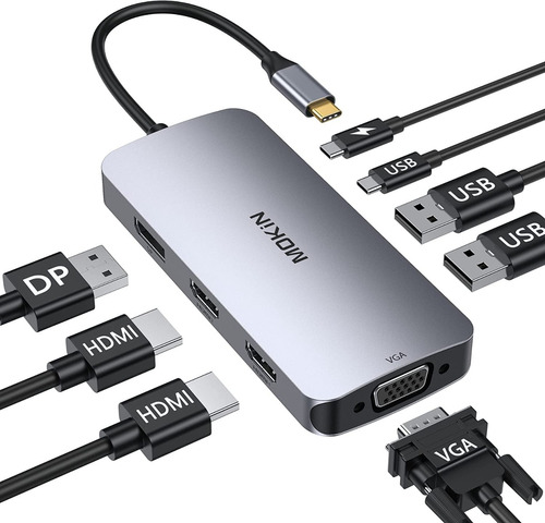 Adaptador Hub Usb C Para Conectar Laptop A Varios Monitores