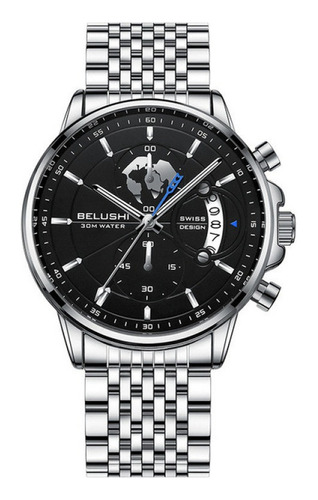 Relojes Belushi Impermeables De Acero Inoxidable Para Hombre Color Del Fondo Silver Black