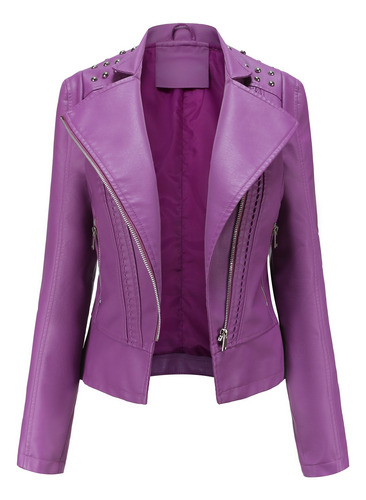 Chaqueta De Cuero De Mujer Slim Fit Traje De Motociclista