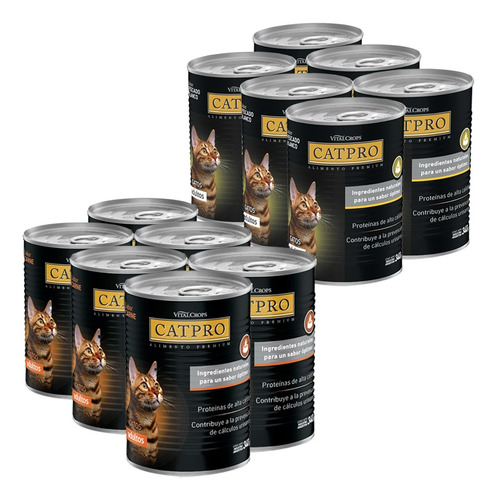 Alimento Húmedo Catpro X 6 Latas Carne + 6 Latas Pescado