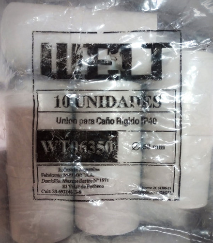 Union Pvc Para Caño Rigido De 50mm Welt X 10u.