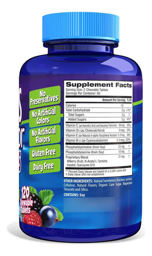 Focus Factor Kids 120 Masticables, Multivitamínico Cerebral. Sabor Deliciosa Baya