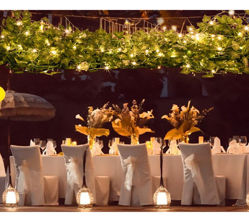 Cadena Led De Plantas Artificiales, Hoja Verde, Vid