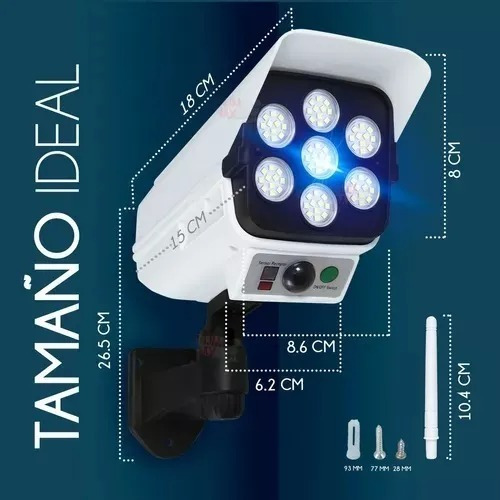 Lampara Solar Luz Led Con Sensor Movimiento Tipo Cámara